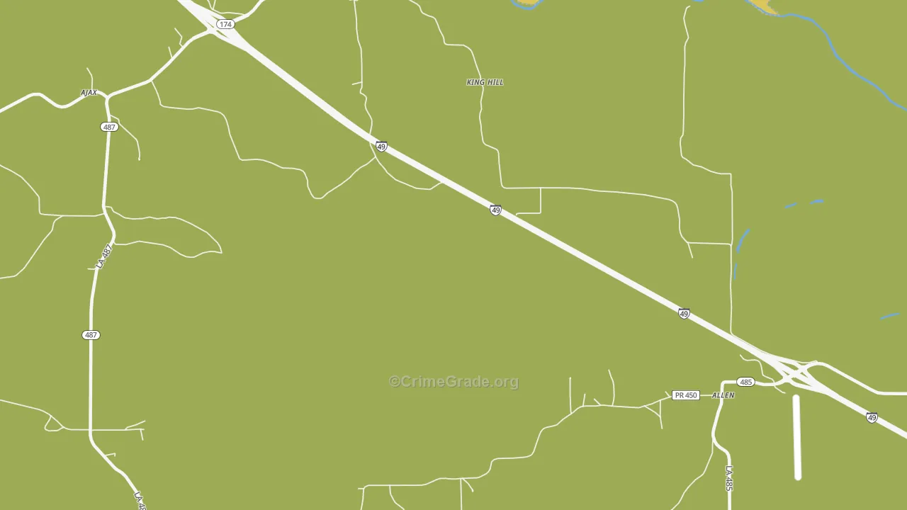 King Hill, LA Map of Vehicle Theft Rates