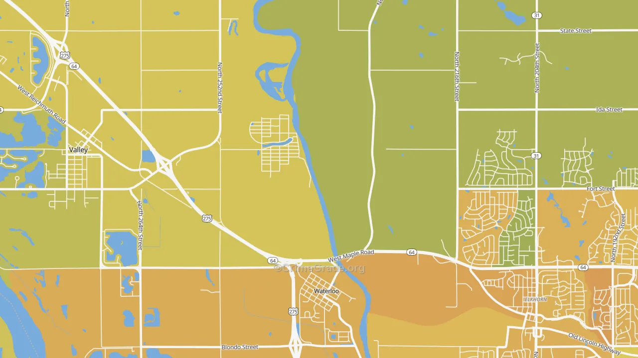 King Lake, NE Map of Vehicle Theft Rates