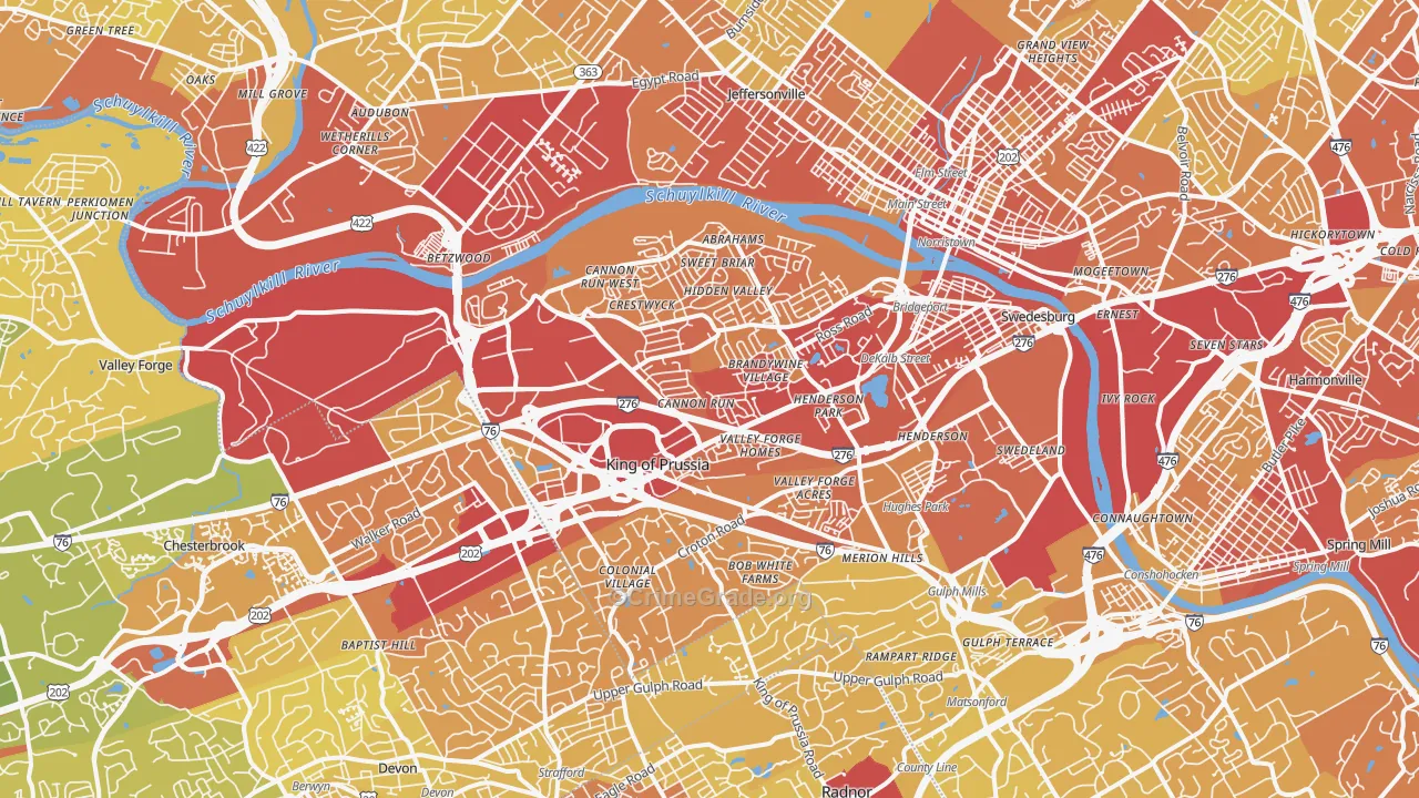 King of Prussia, PA Map of Vehicle Theft Rates