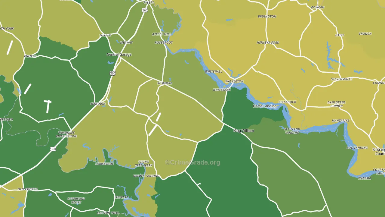 King William County, VA Map of Vehicle Theft Rates