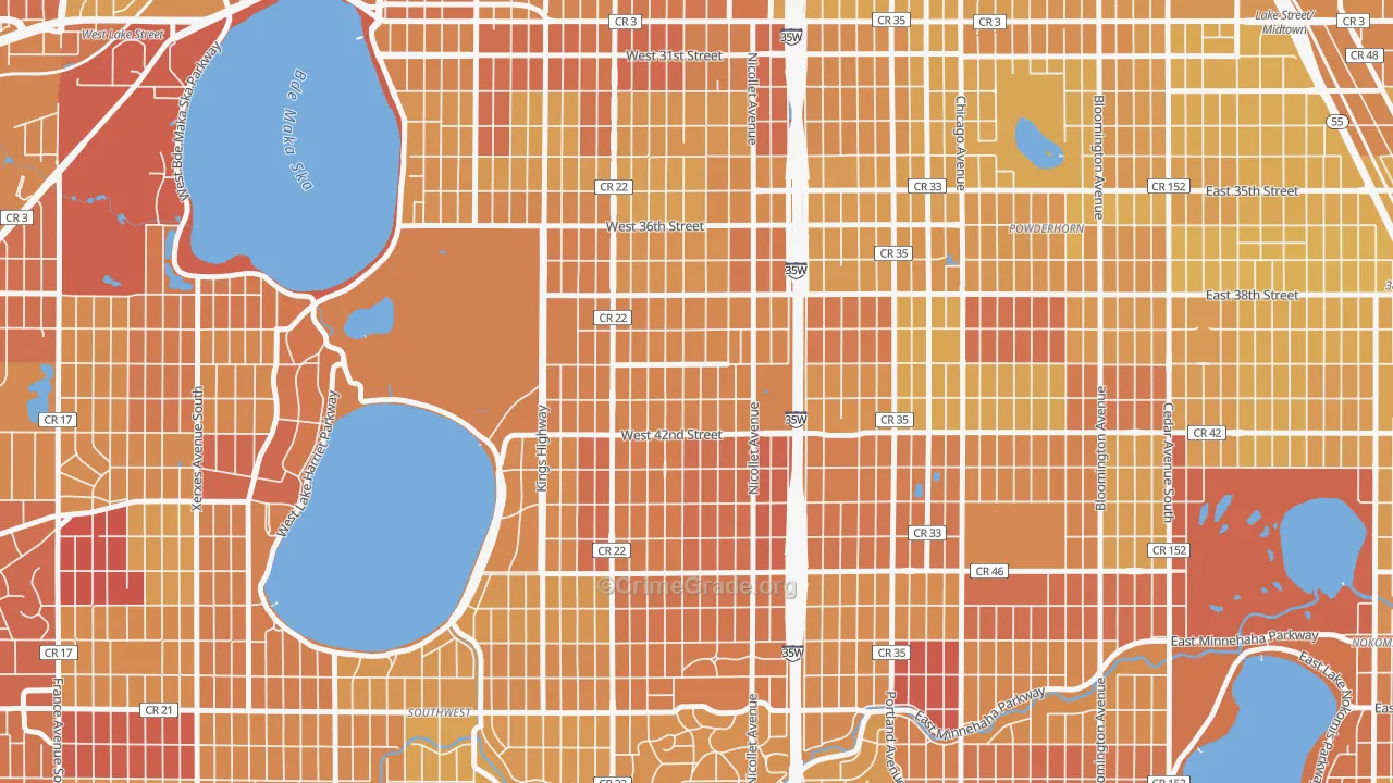 Kingfield, Minneapolis, MN Map of Vehicle Theft Rates