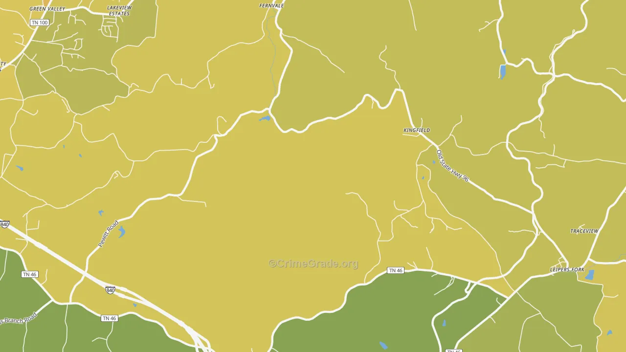 Kingfield, TN Map of Vehicle Theft Rates