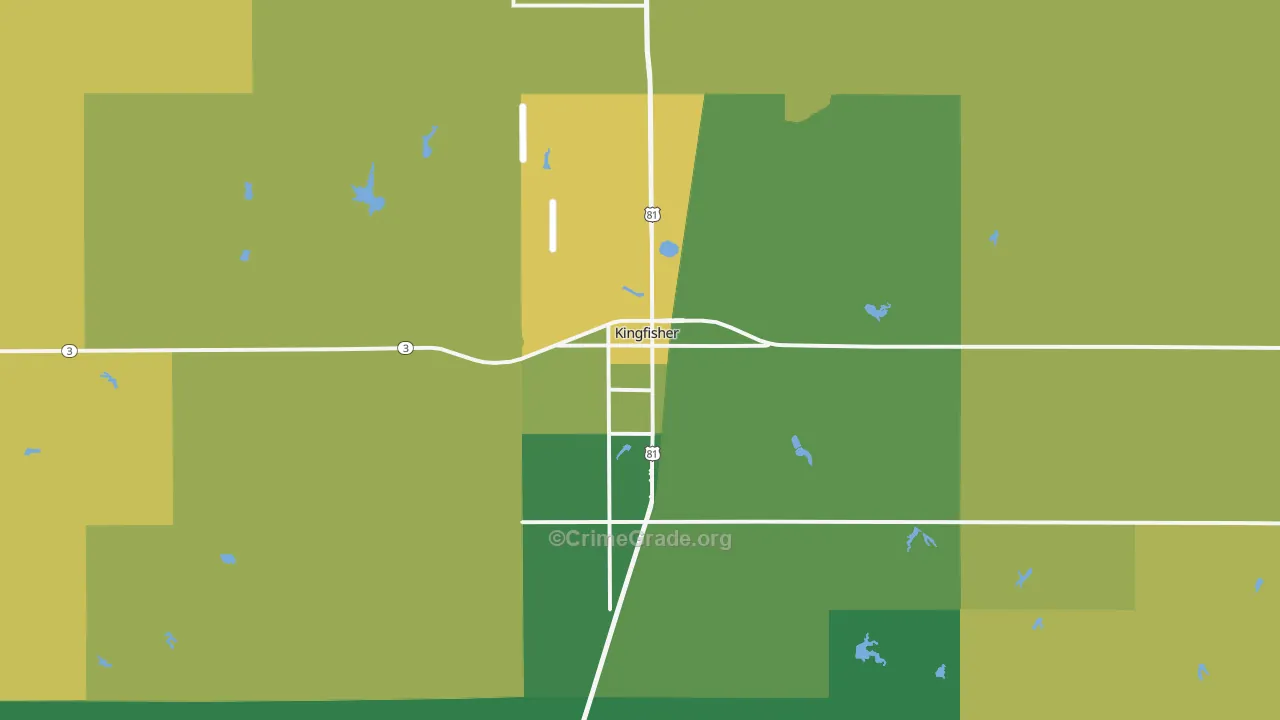 Kingfisher, OK Map of Vehicle Theft Rates