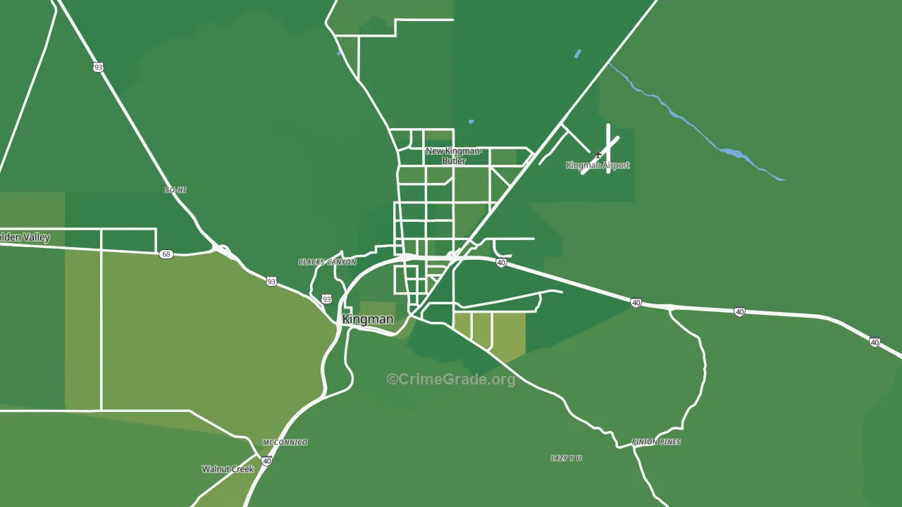 Kingman, AZ Map of Vehicle Theft Rates
