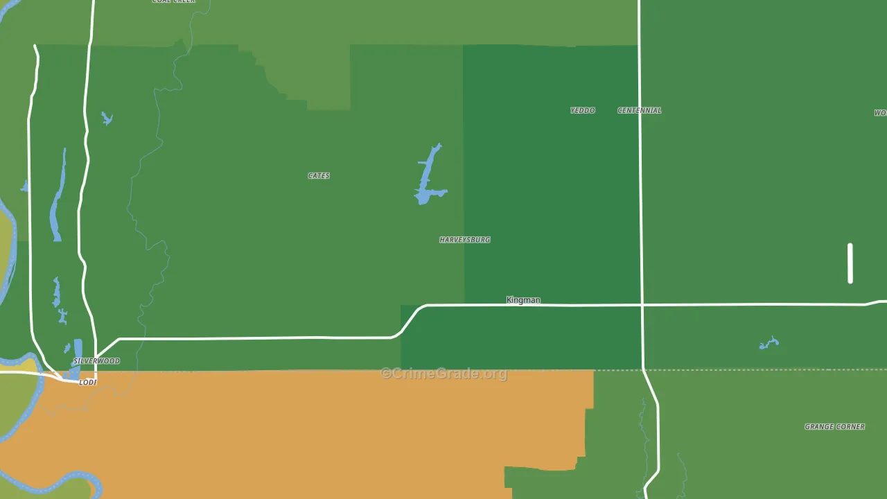 Kingman, IN Map of Vehicle Theft Rates