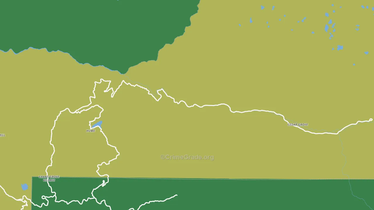 Kings Canyon National Pk, CA Map of Vehicle Theft Rates