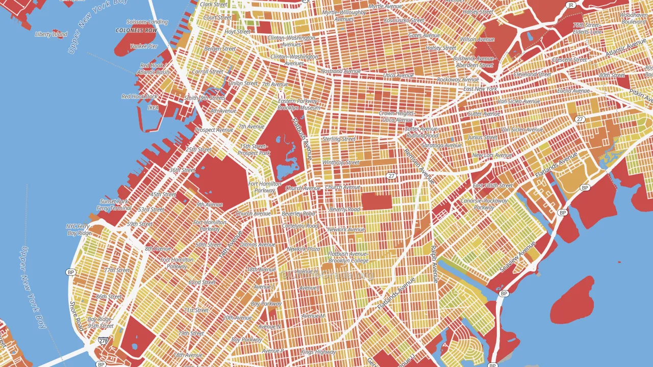 Kings County, NY Map of Vehicle Theft Rates