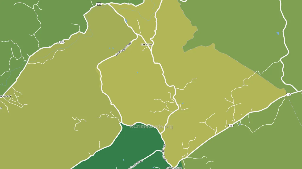 Kings Creek, NC Map of Vehicle Theft Rates