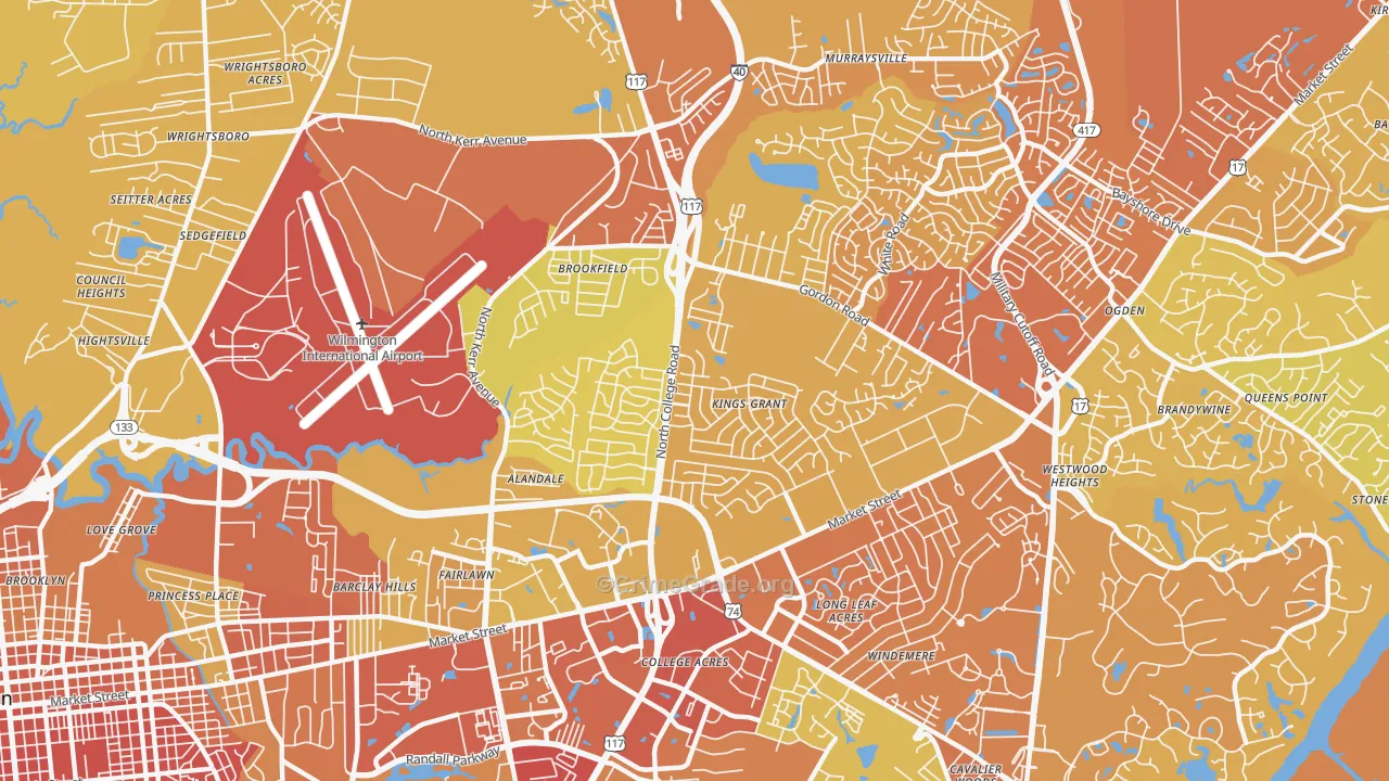 Kings Grant, NC Map of Vehicle Theft Rates