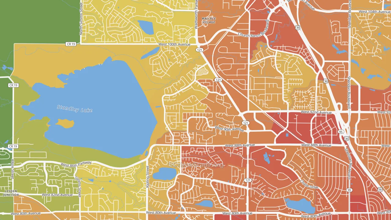 Kings Mill, Broomfield, CO Map of Vehicle Theft Rates