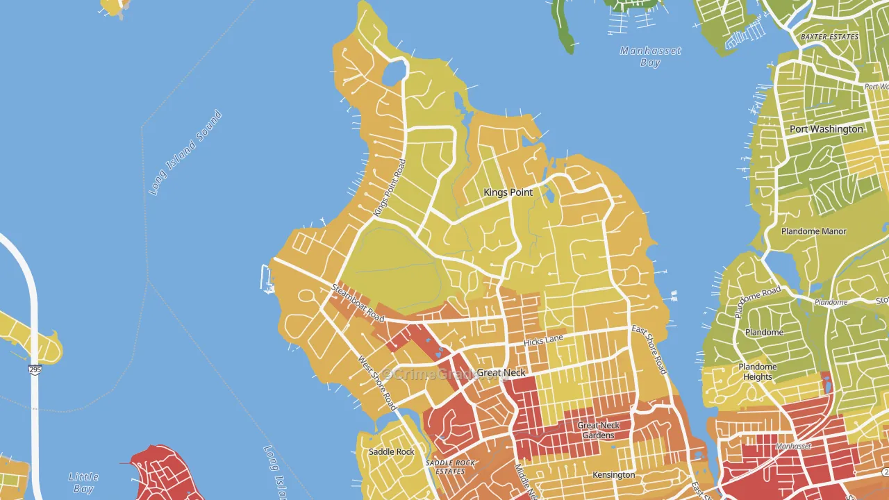 Kings Point, NY Map of Vehicle Theft Rates