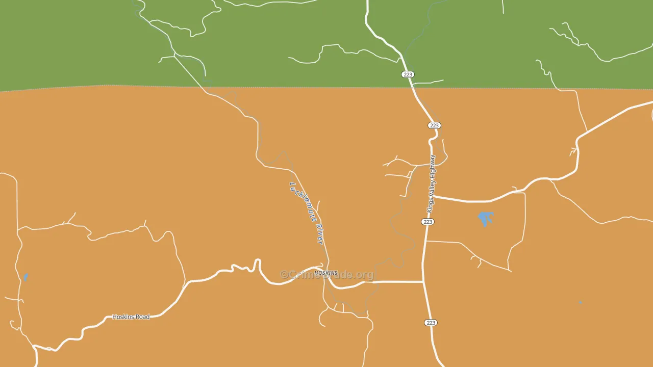 Kings Valley, OR Map of Vehicle Theft Rates