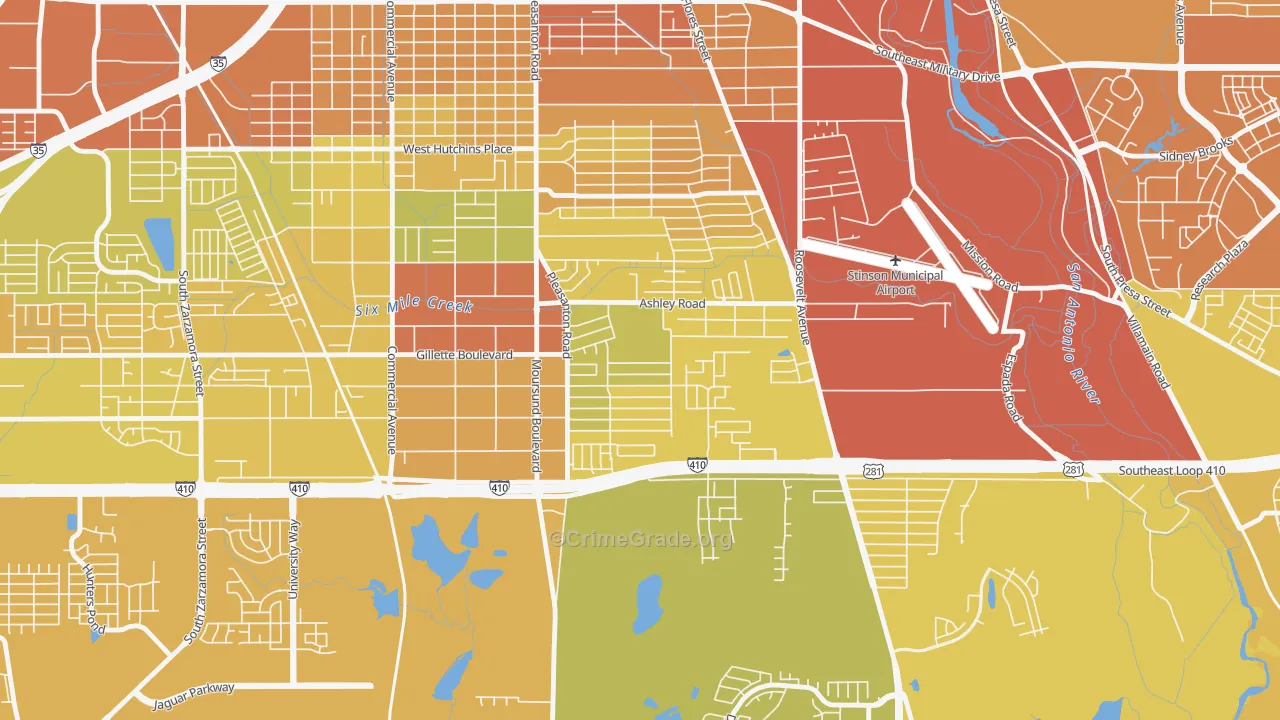 Kingsborough Ridge, San Antonio, TX Map of Vehicle Theft Rates