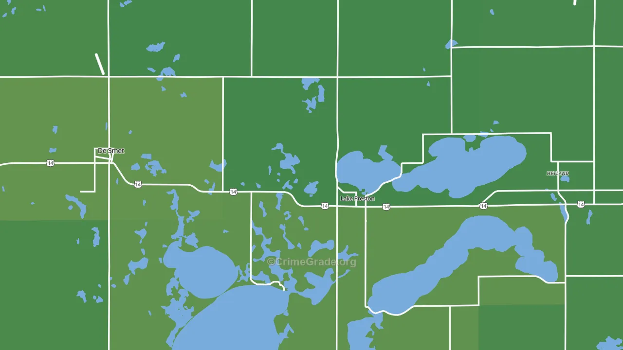 Kingsbury County, SD Map of Vehicle Theft Rates