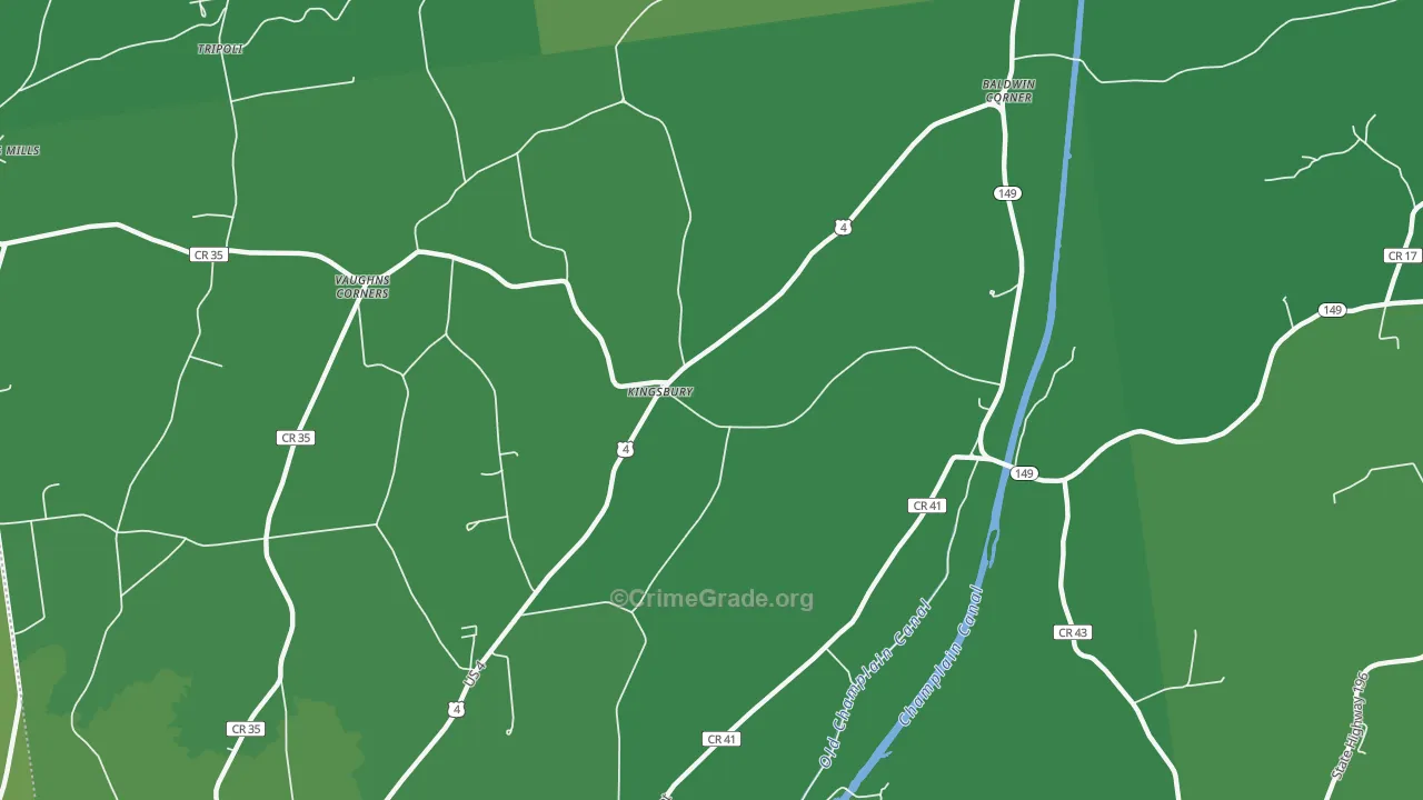 Kingsbury, NY Map of Vehicle Theft Rates