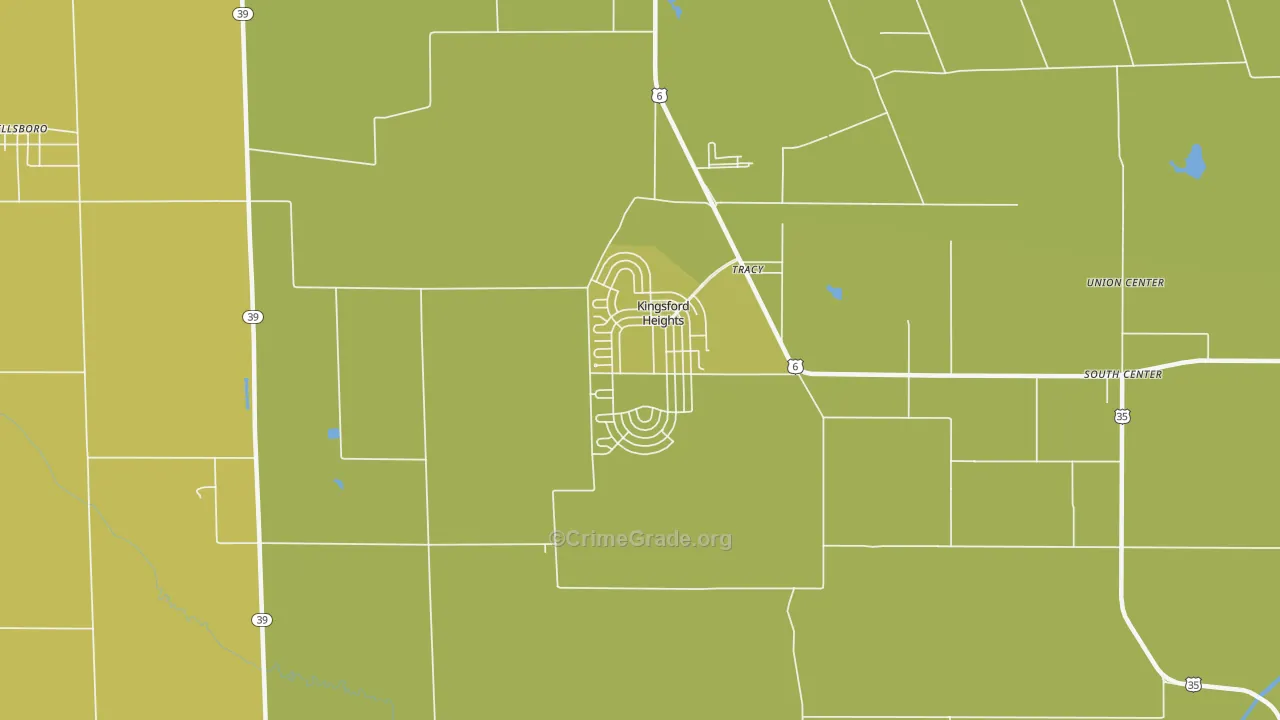 Kingsford Heights, IN Map of Vehicle Theft Rates