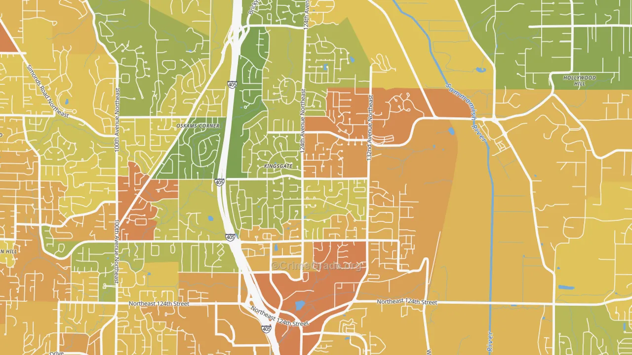 Kingsgate, WA Map of Vehicle Theft Rates