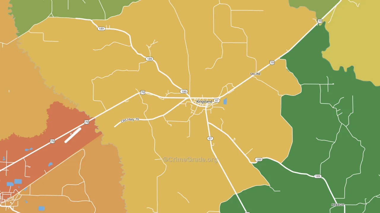 Kingsland, AR Map of Vehicle Theft Rates