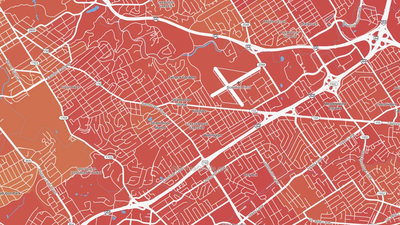 Kingsley, KY Map of Vehicle Theft Rates