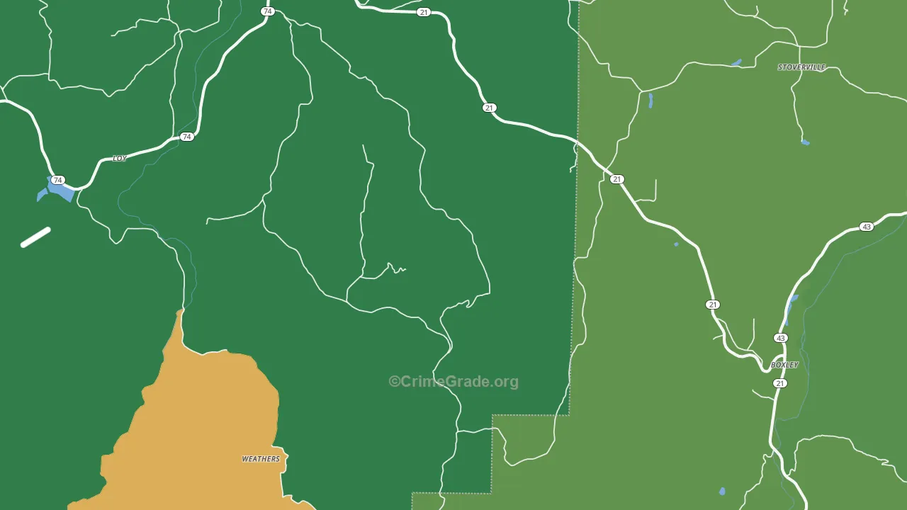 Kingston, AR Map of Vehicle Theft Rates