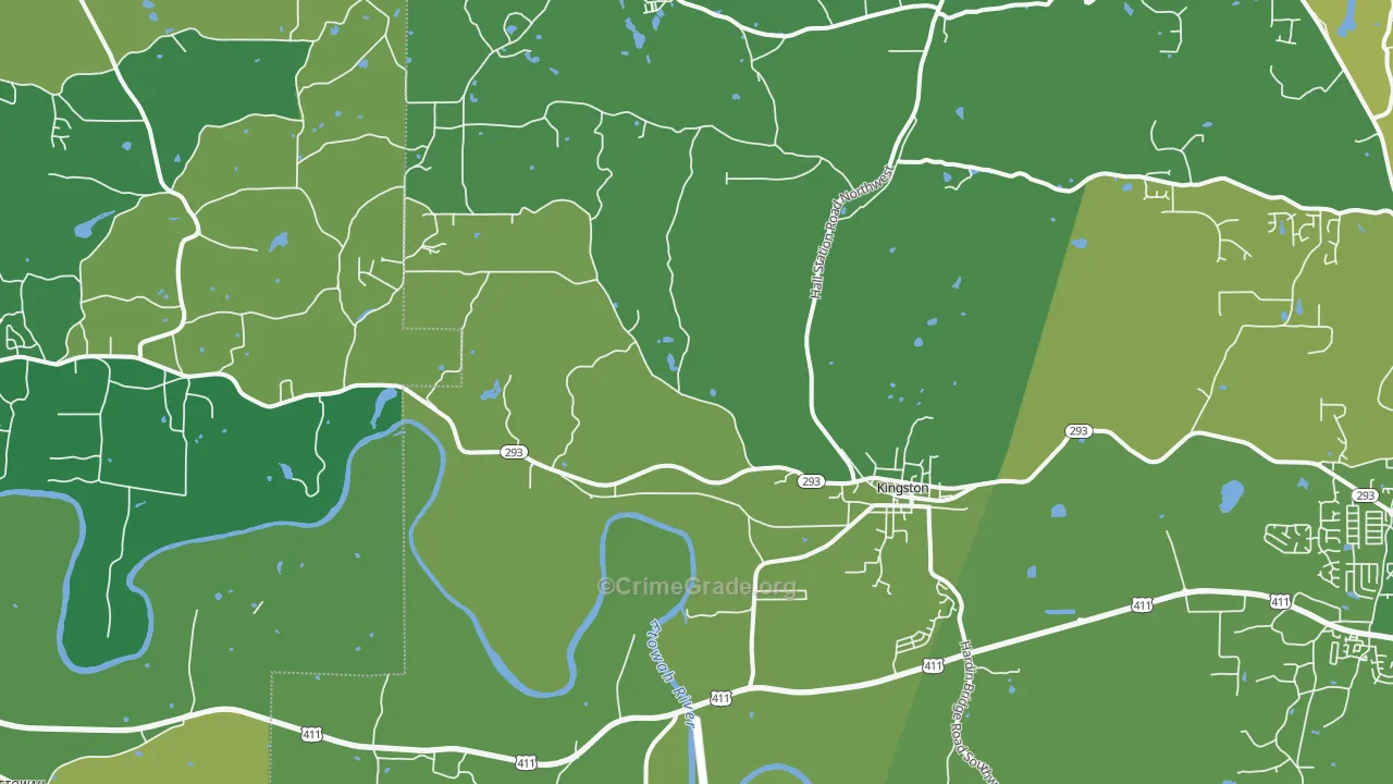 Kingston, GA Map of Vehicle Theft Rates