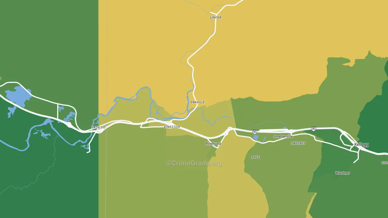 Kingston, ID Map of Vehicle Theft Rates