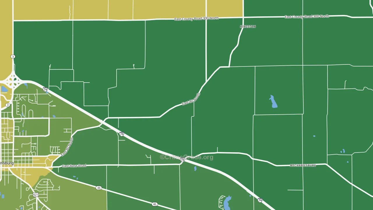 Kingston, IN Map of Vehicle Theft Rates