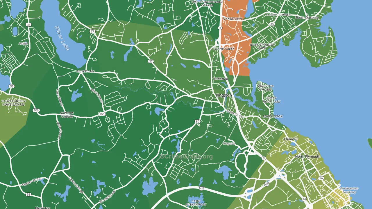 Kingston, MA Map of Vehicle Theft Rates