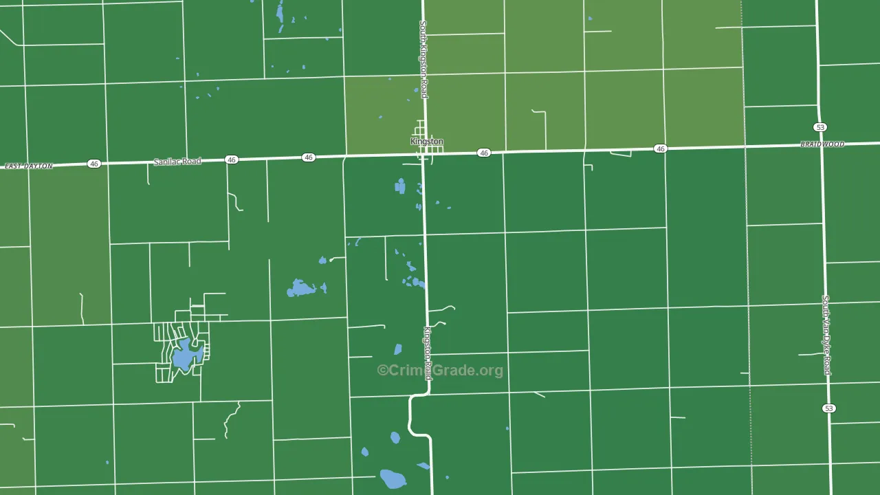 Kingston, MI Map of Vehicle Theft Rates