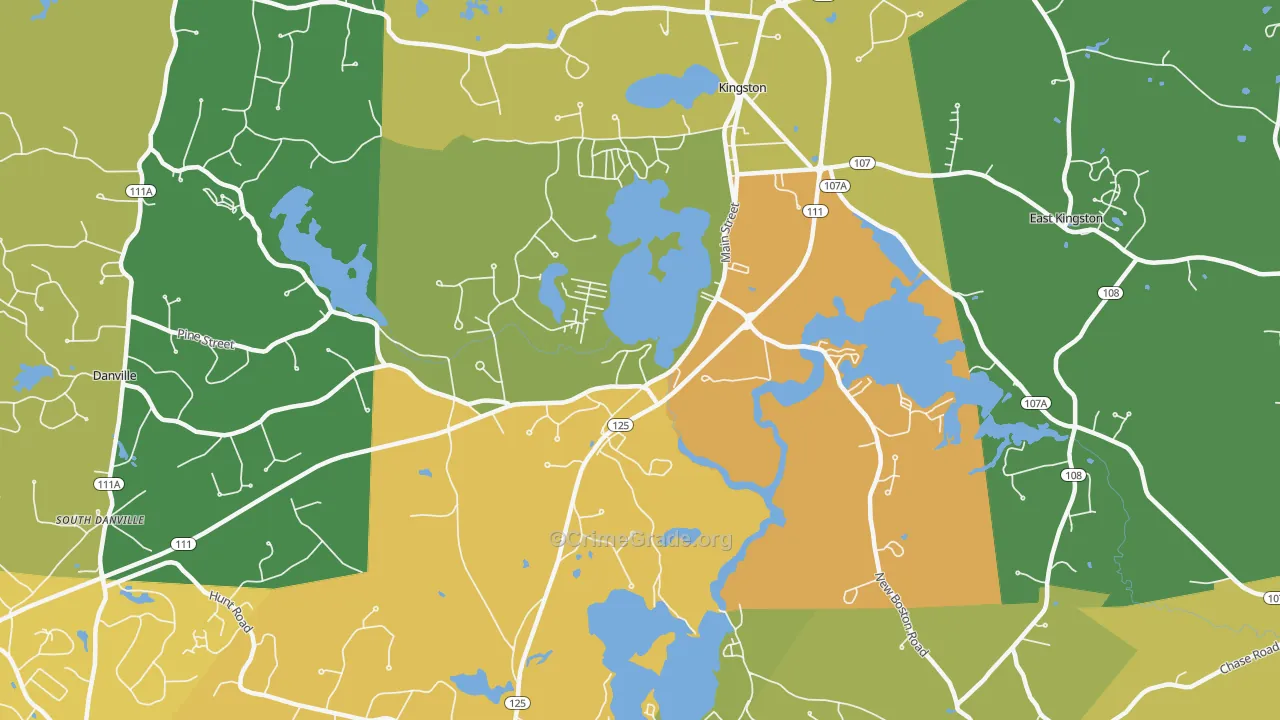 Kingston, NH Map of Vehicle Theft Rates