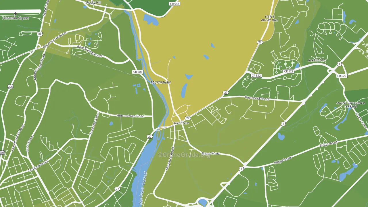 Kingston, NJ Map of Vehicle Theft Rates