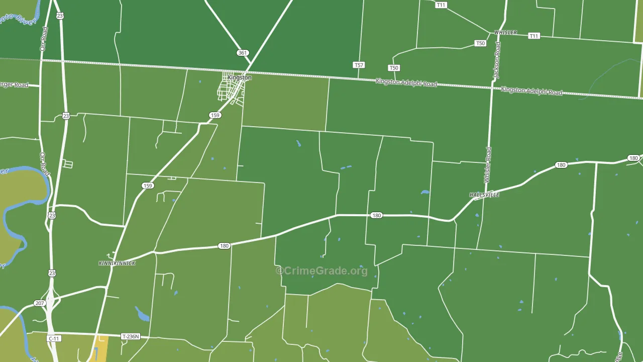 Kingston, OH Map of Vehicle Theft Rates