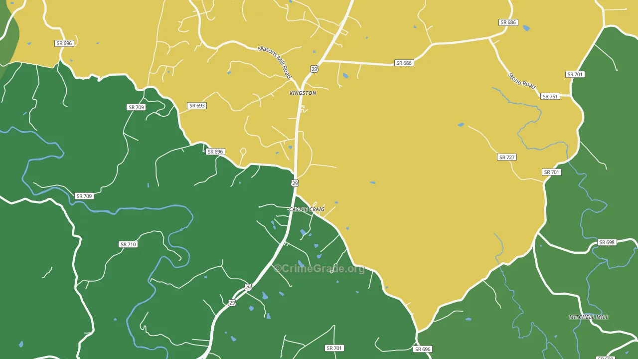 Kingston, VA Map of Vehicle Theft Rates