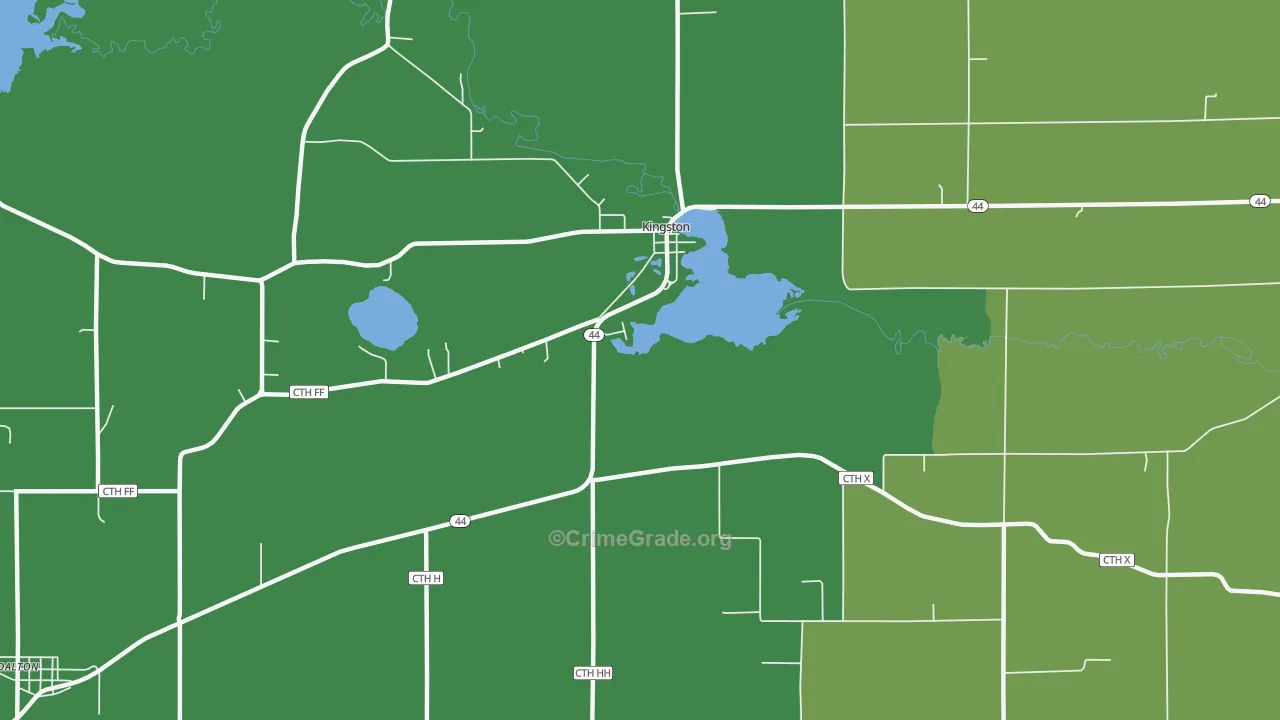 Kingston, WI Map of Vehicle Theft Rates