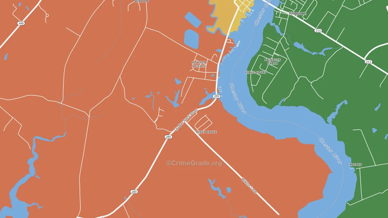 Kingstown, MD Map of Vehicle Theft Rates