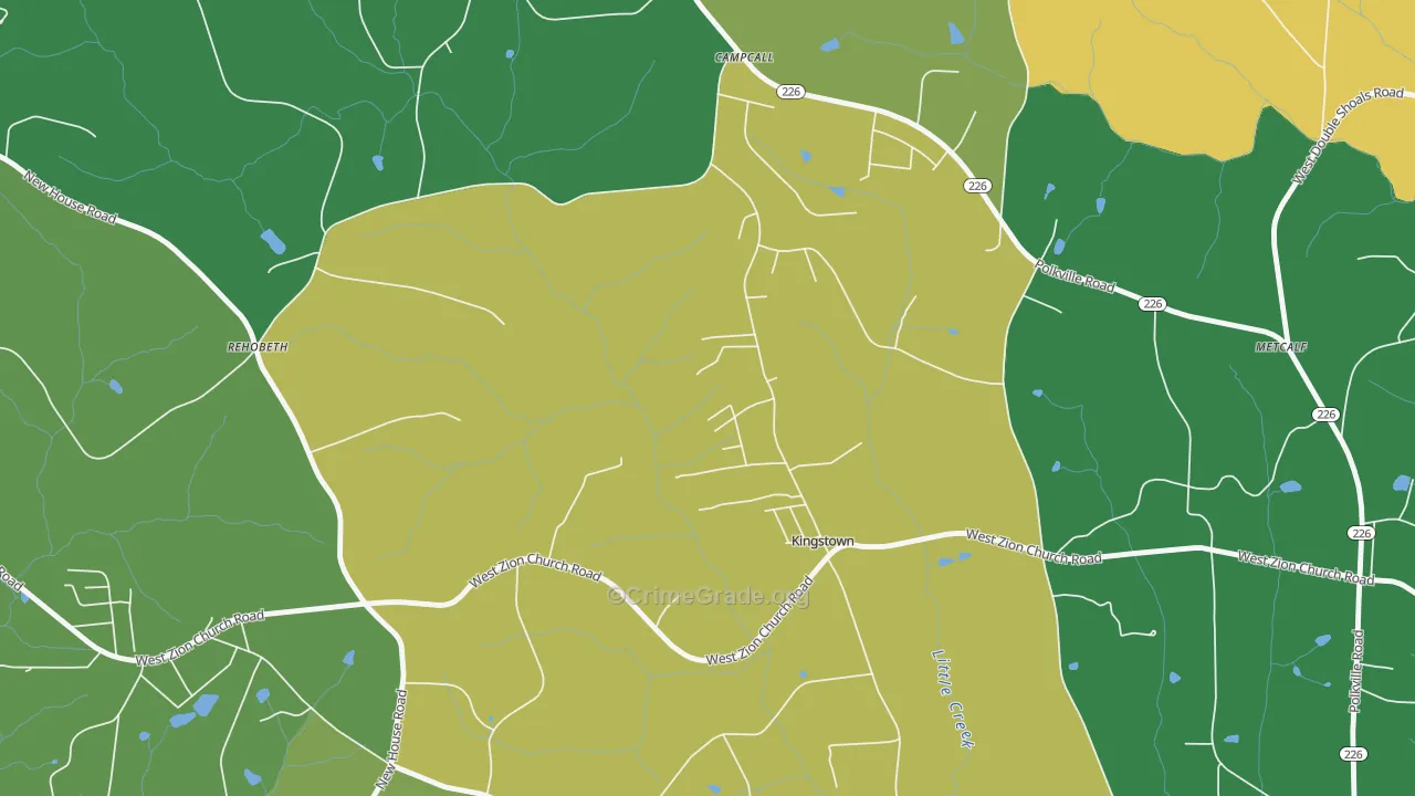 Kingstown, NC Map of Vehicle Theft Rates