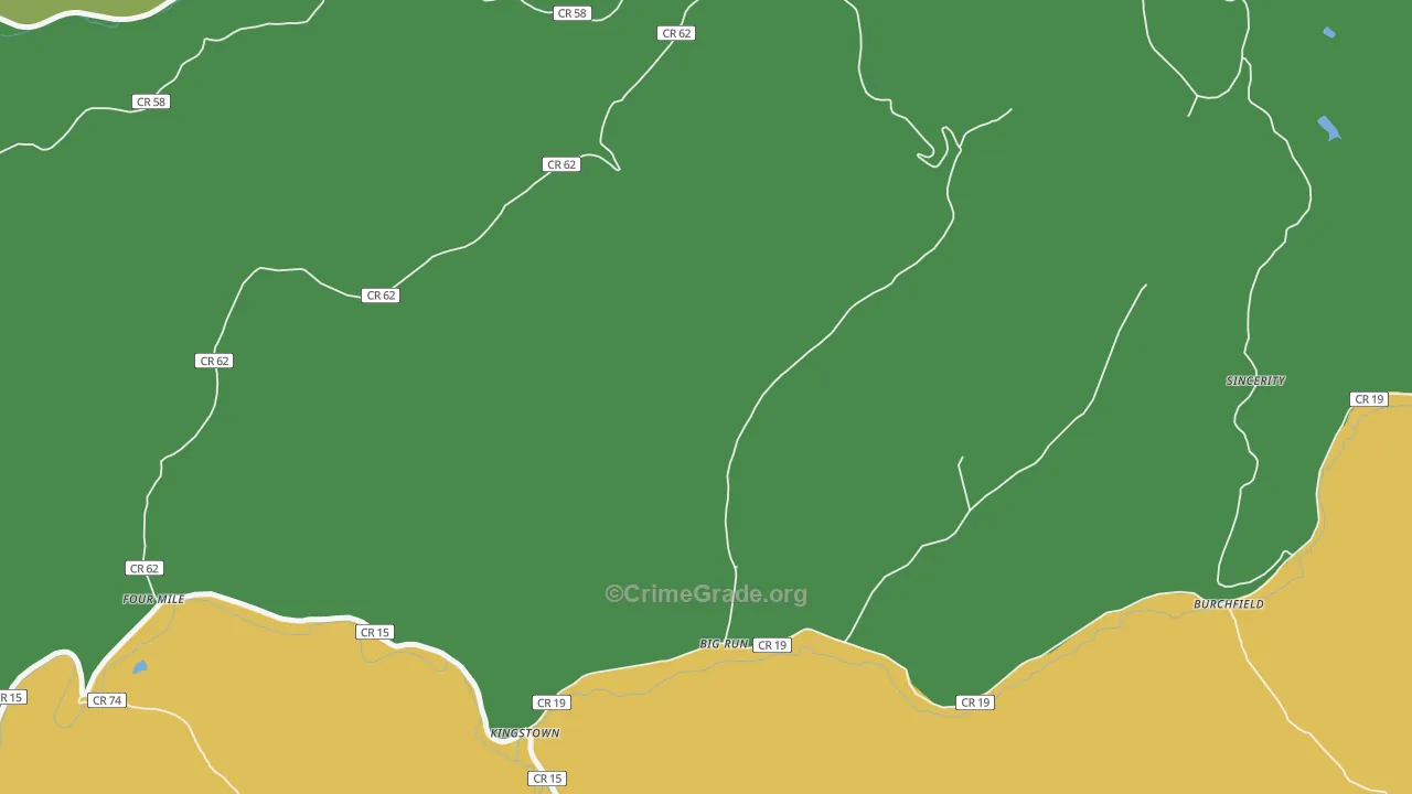 Kingstown, WV Map of Vehicle Theft Rates