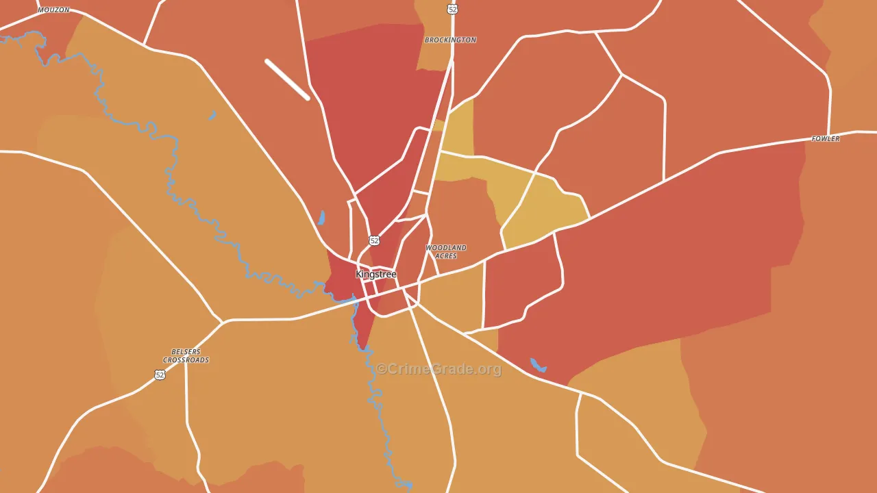Kingstree, SC Map of Vehicle Theft Rates