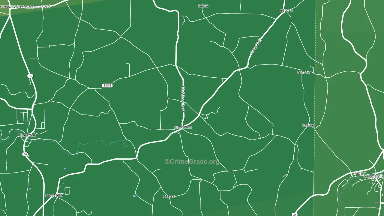 Kingsville, PA Map of Vehicle Theft Rates