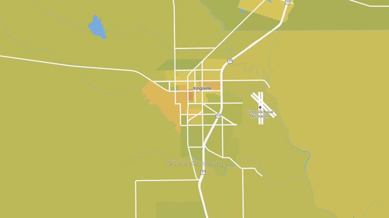 Kingsville, TX Map of Vehicle Theft Rates