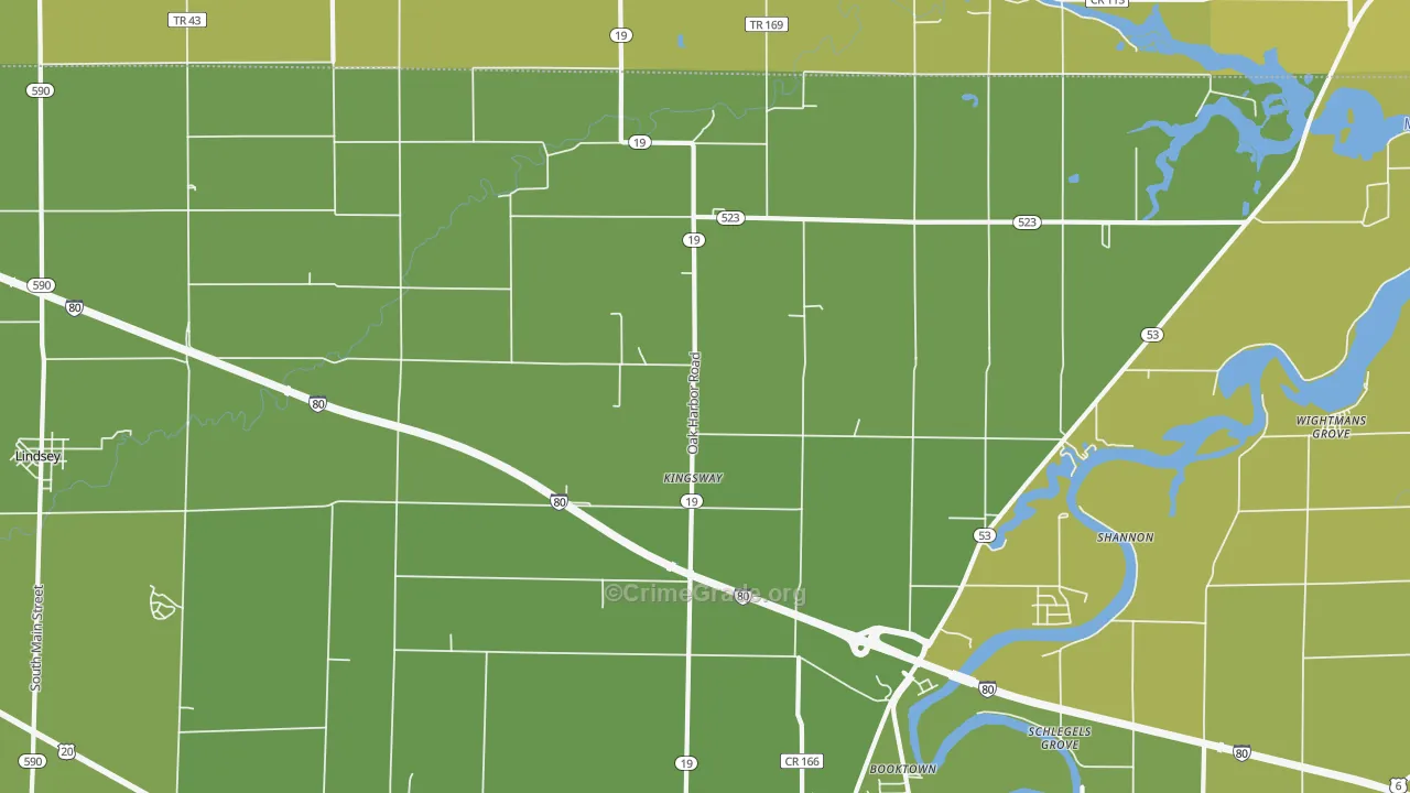 Kingsway, OH Map of Vehicle Theft Rates