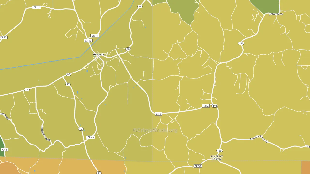 Kingville, AL Map of Vehicle Theft Rates
