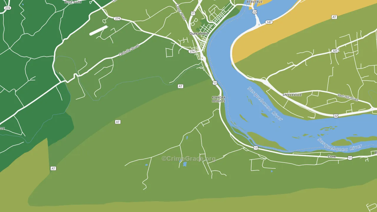 Kinkora Heights, PA Map of Vehicle Theft Rates