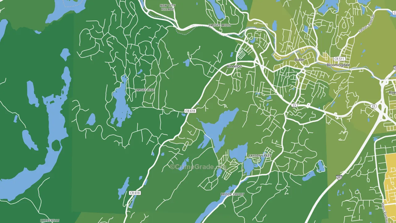 Kinnelon, NJ Map of Vehicle Theft Rates