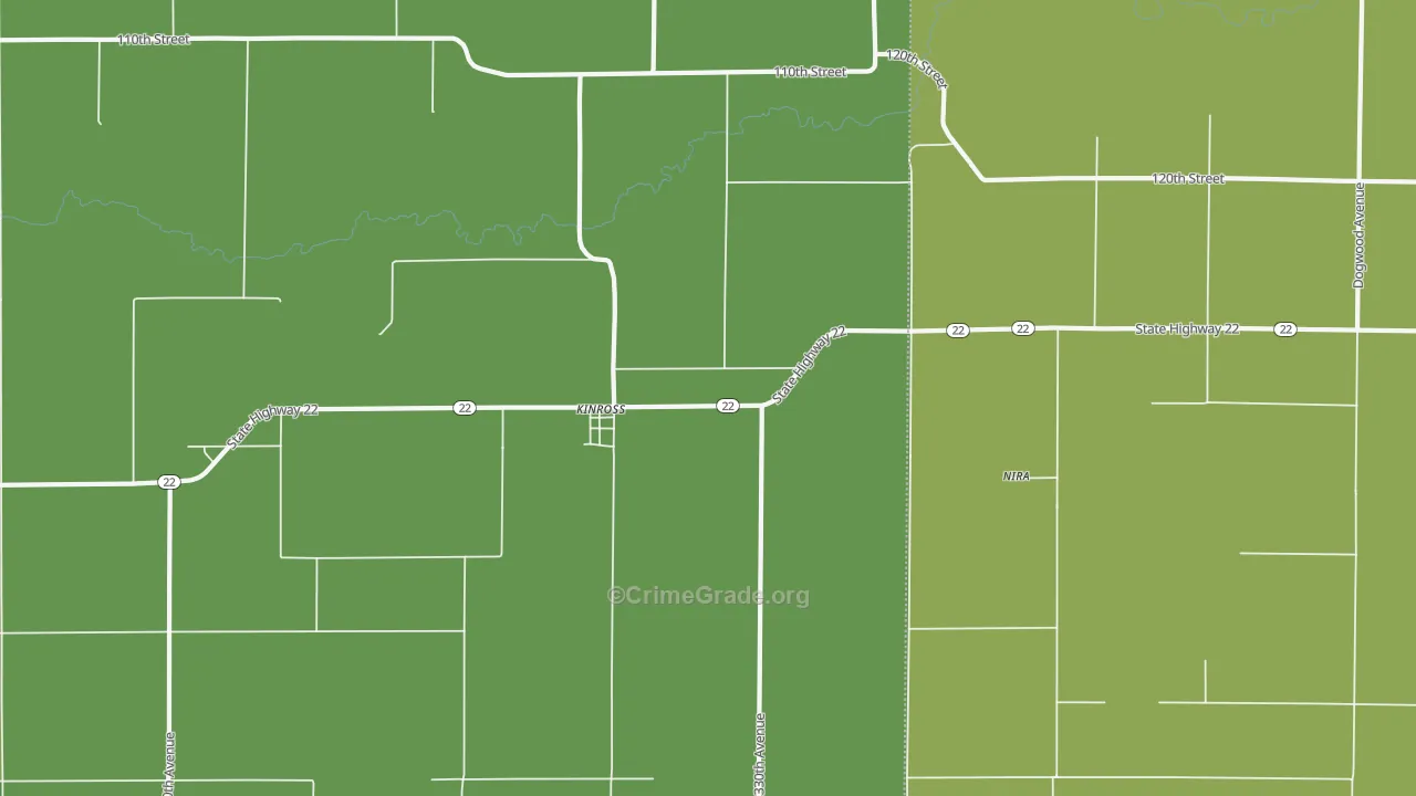 Kinross, IA Map of Vehicle Theft Rates