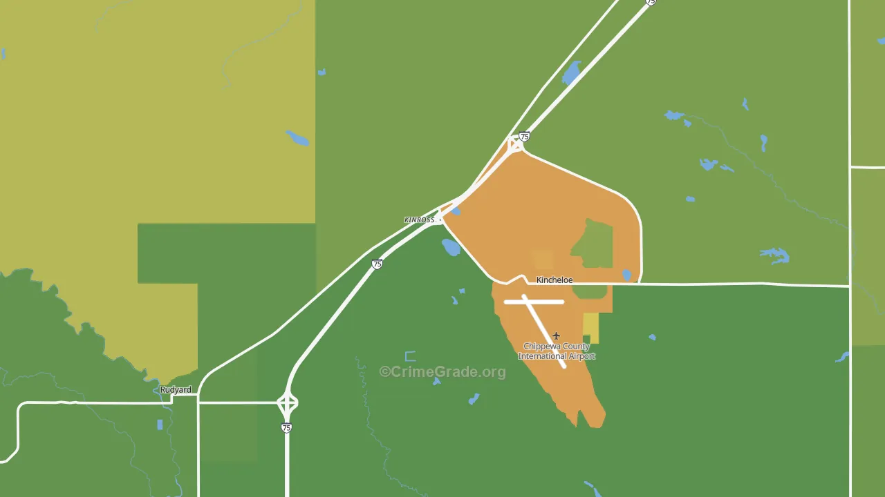 Kinross, MI Map of Vehicle Theft Rates