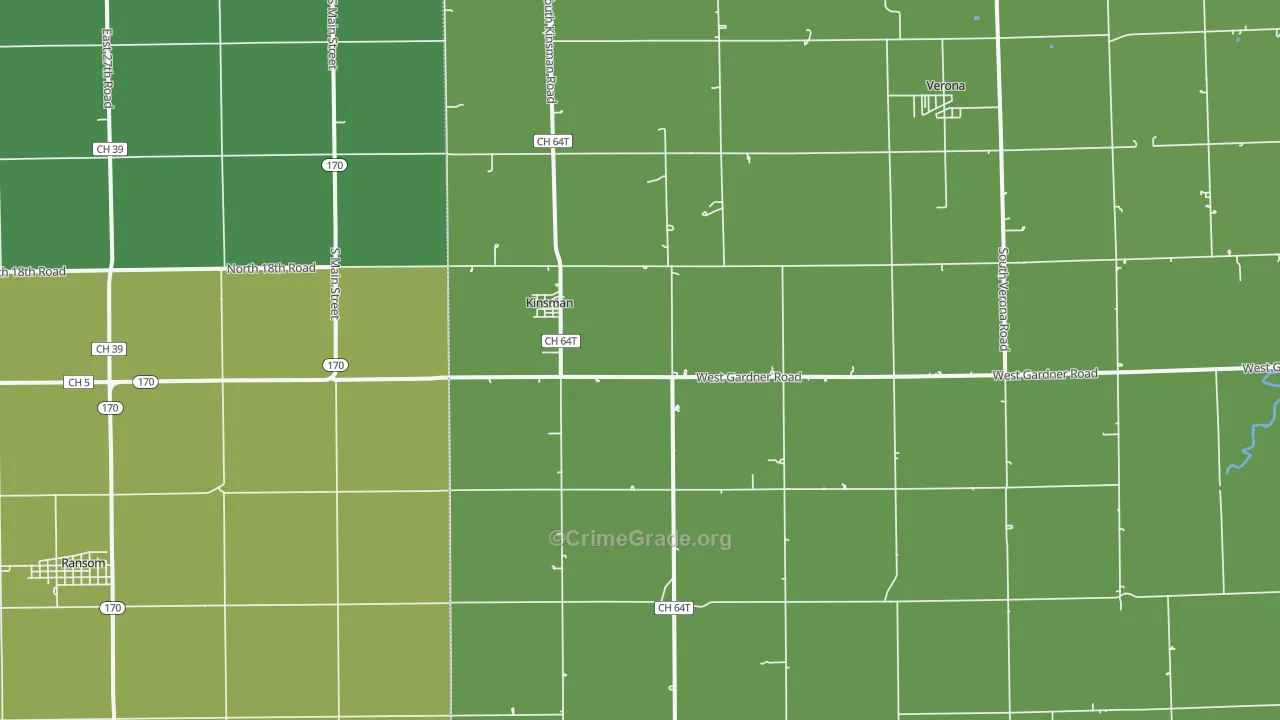 Kinsman, IL Map of Vehicle Theft Rates