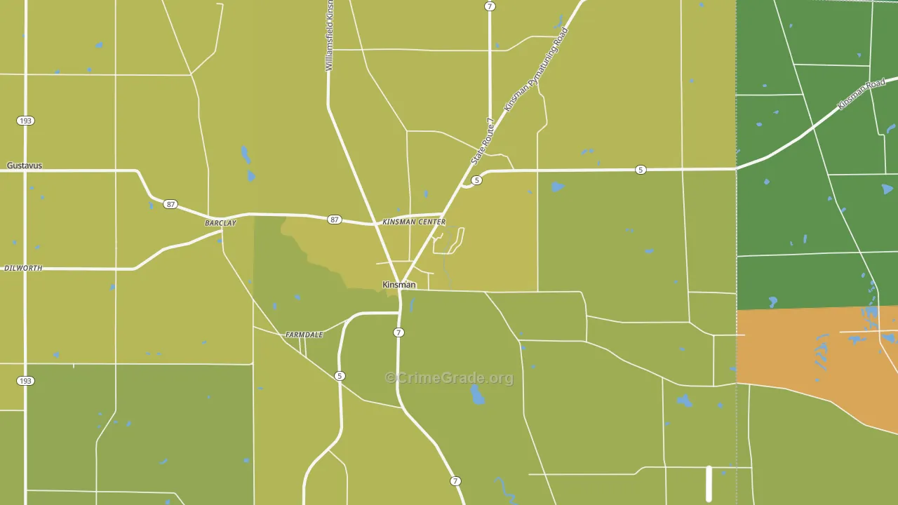 Kinsman, OH Map of Vehicle Theft Rates