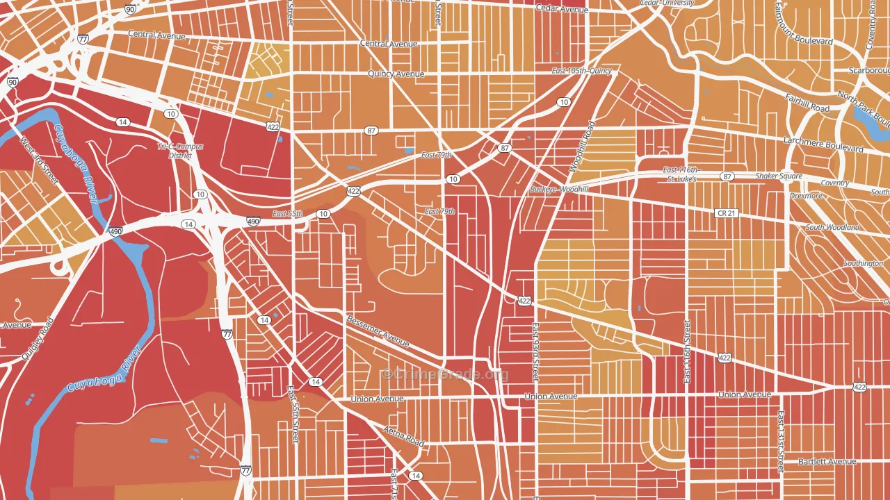 Kinsmith, Cleveland, OH Map of Vehicle Theft Rates