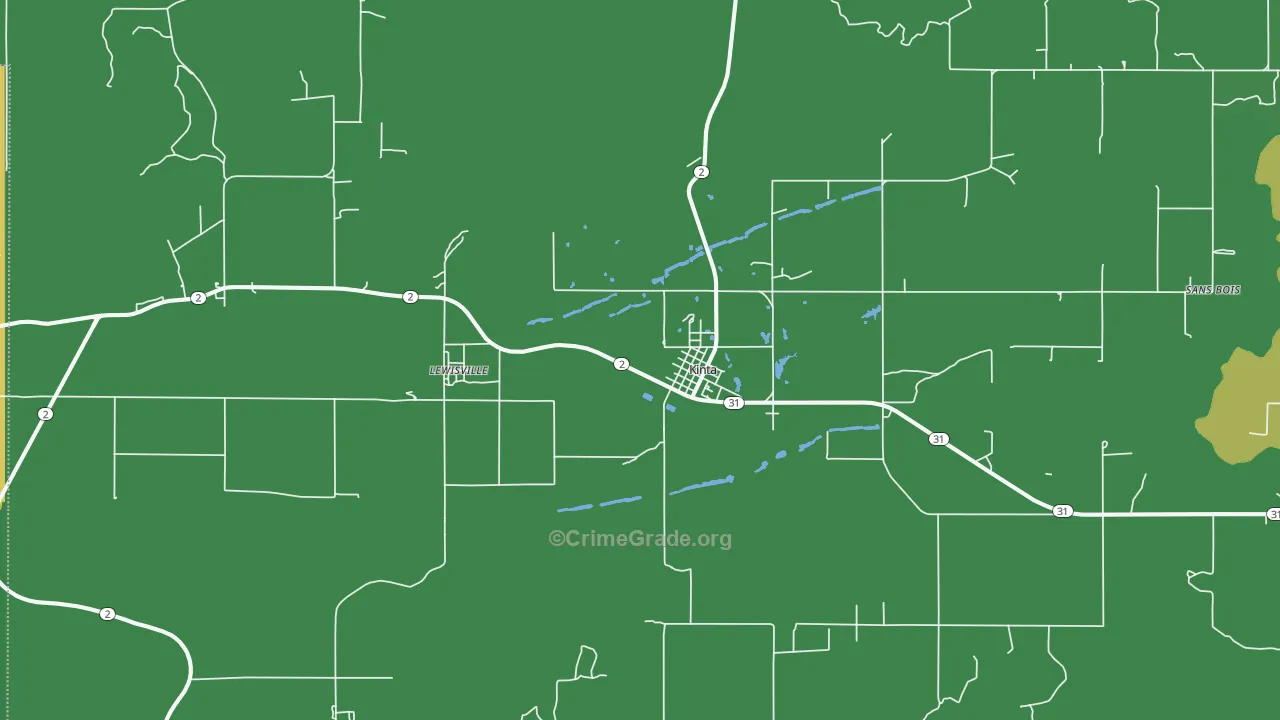 Kinta, OK Map of Vehicle Theft Rates